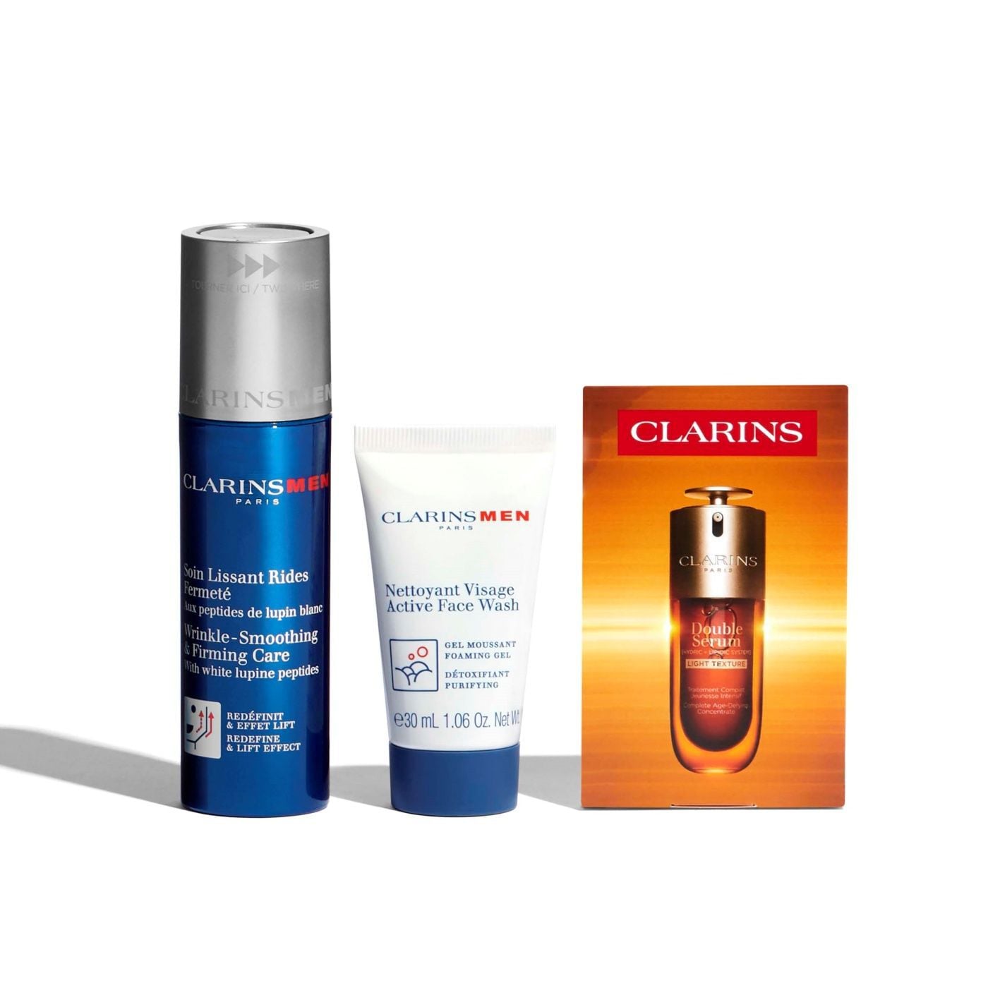 ClarinsMen Skincare Set| Featuring Double Serum Light + Face Wash
