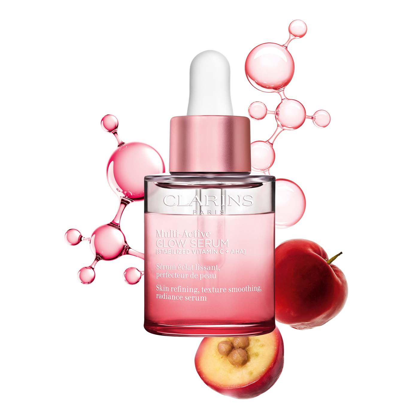 Clarins Multi-active Glow Serum Vitamin C + Aha Smoothing Radiance-boosting Glow 1 Oz.