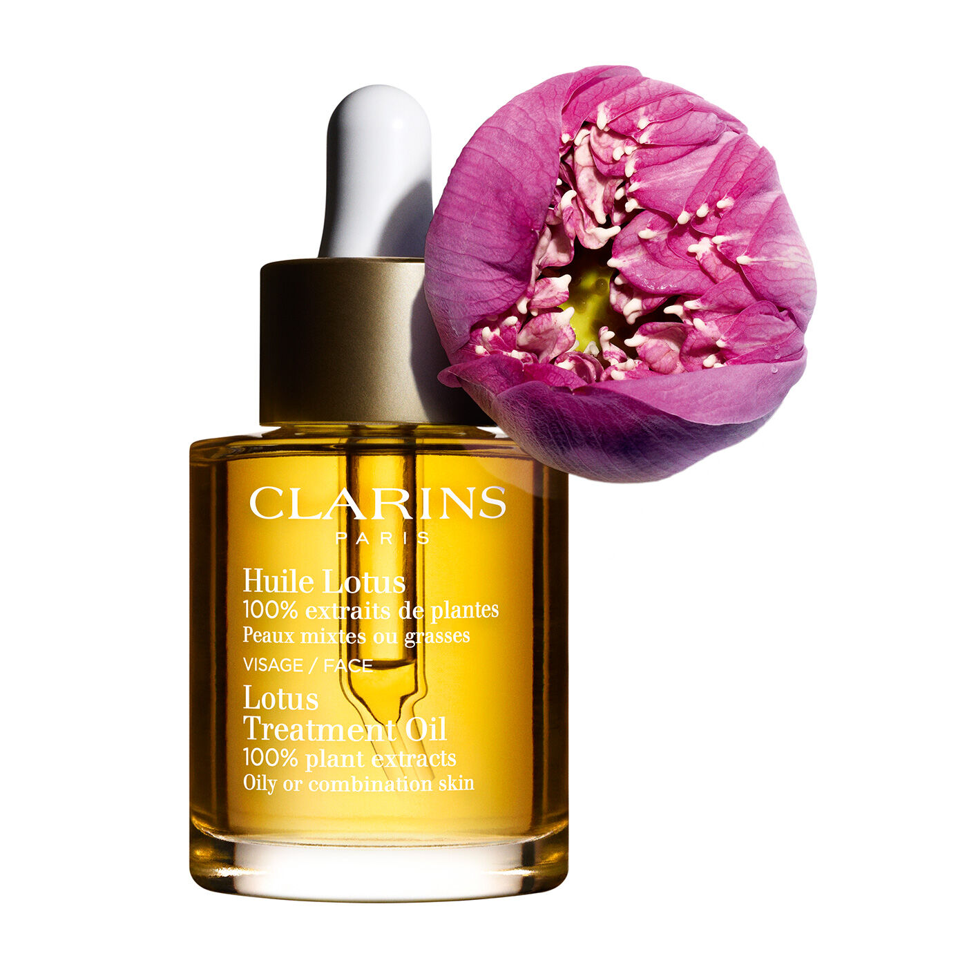 Clarins Lotus Face Treatment  Oil In White