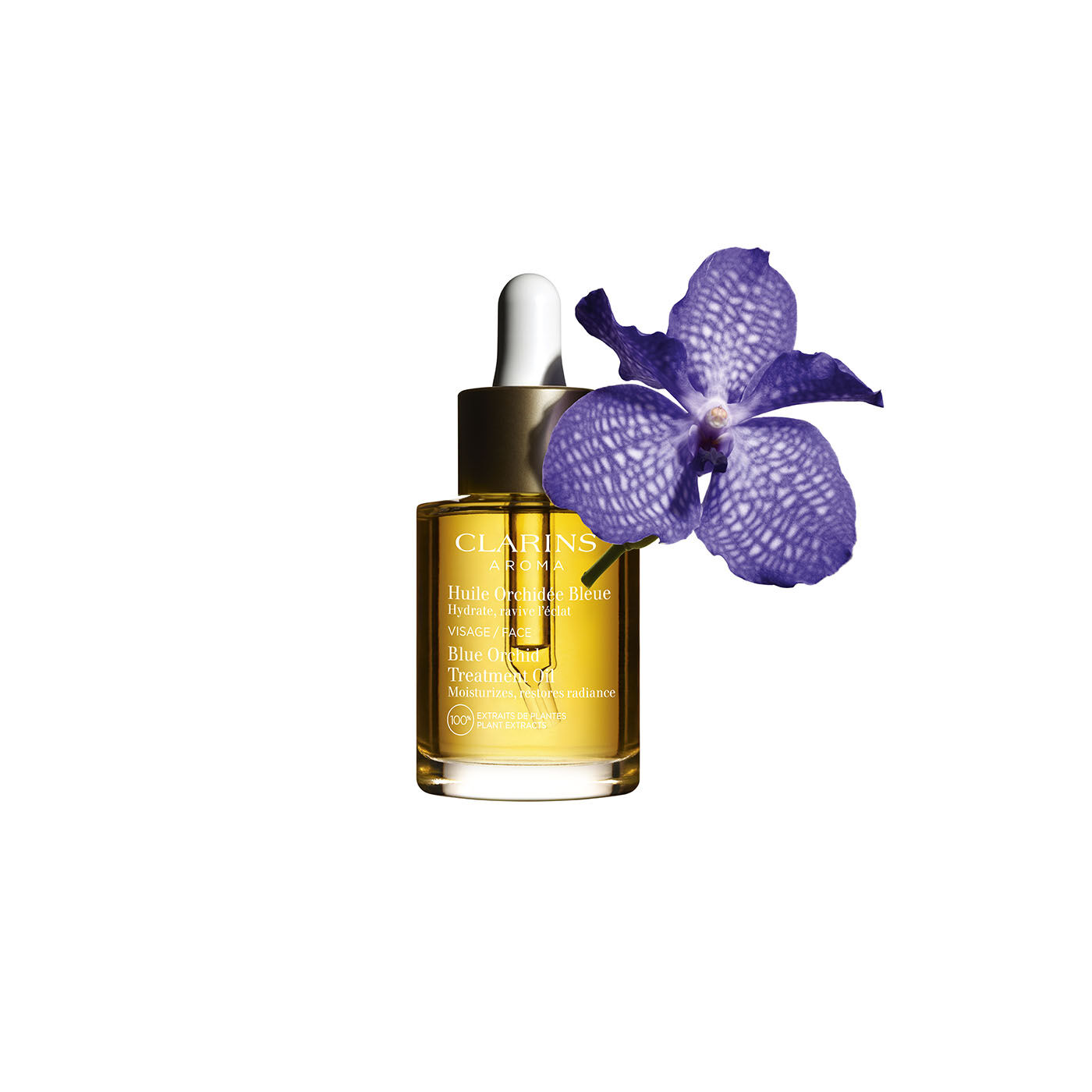 Clarins Blue Orchid Face Treatment Oil In White