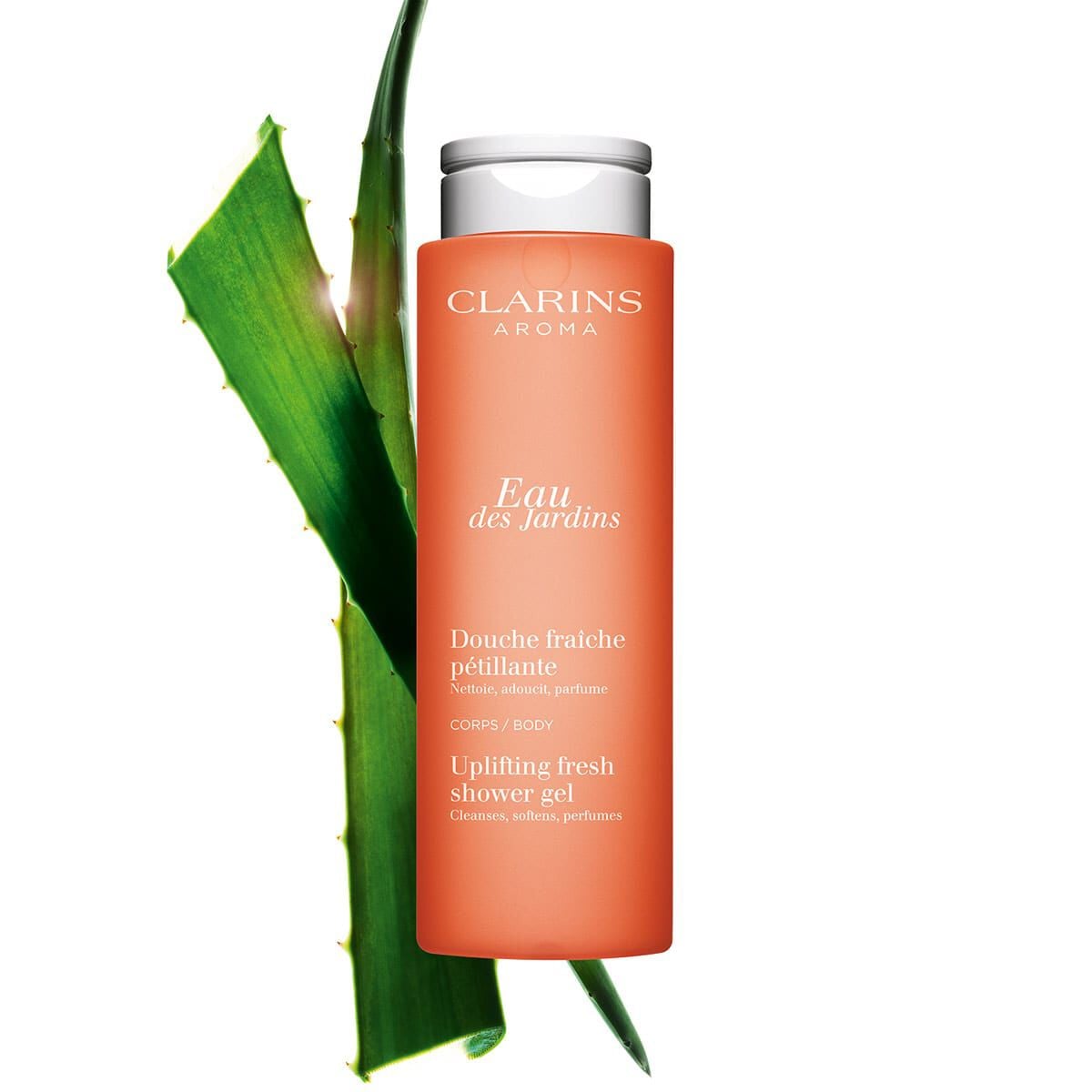 Clarins Eau des Jardins Uplifting Fresh Shower Gel - Cleansing Body Wash with Essential Oil 6.7 Oz.