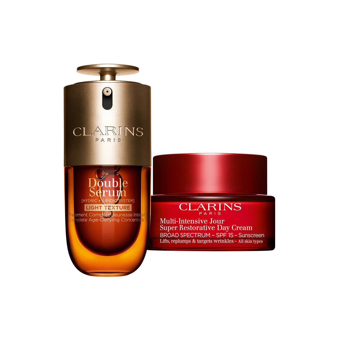 Clarins Super Restorative with SPF Set | 1 Oz. Double Serum Light