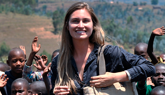 Photo of Lauren Bush with the children