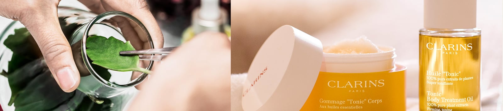 Hands using lab utensil to remove plant ingredient from jar