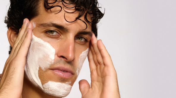 Man with Product on Cheek