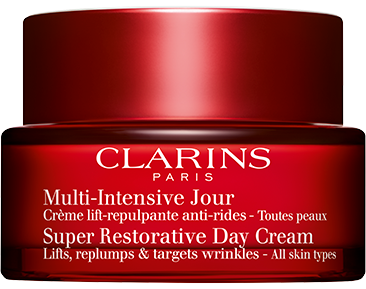 A tub of Clarins’ Super Restorative Day Cream