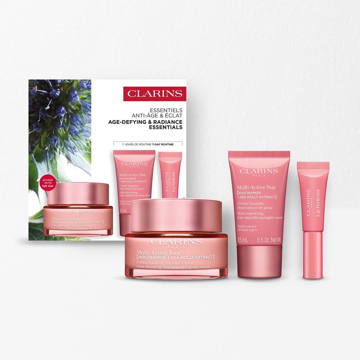 Multi-Active Starter Kit | Multi-Active Day + Night Cream + Lip Perfector | 3-Piece Skincare Set for Glowing Skin