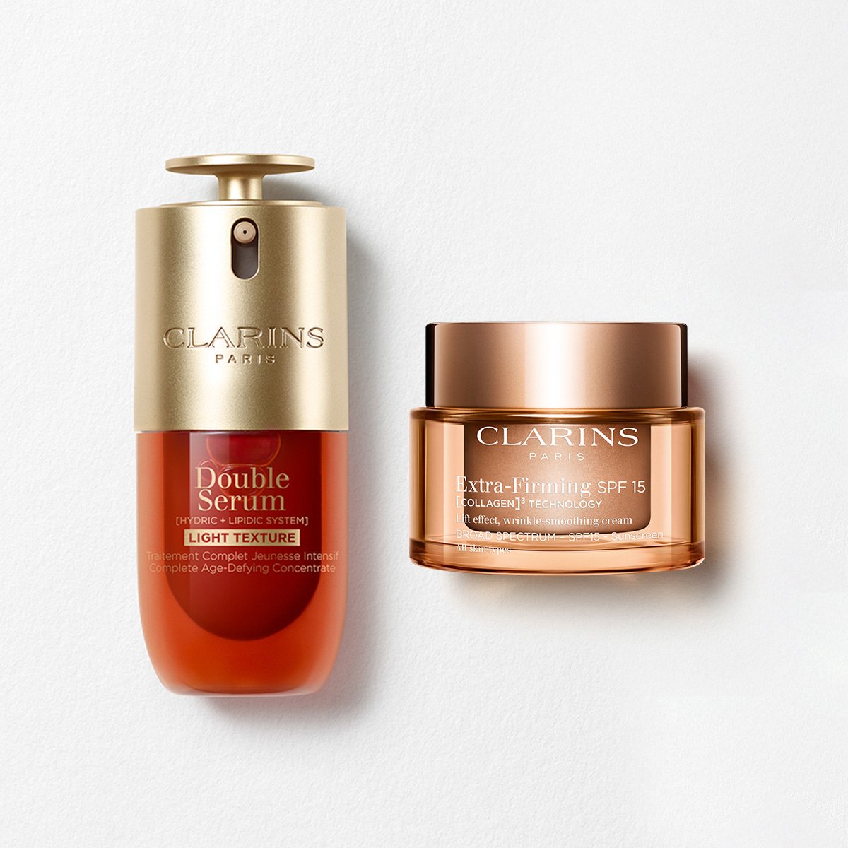 Double Serum Light & Extra-Firming Set with SPF | 1 Oz Double Serum & Extra-Firming Day Cream SPF 15 | Anti-Aging Serum & Moisturizer Duo