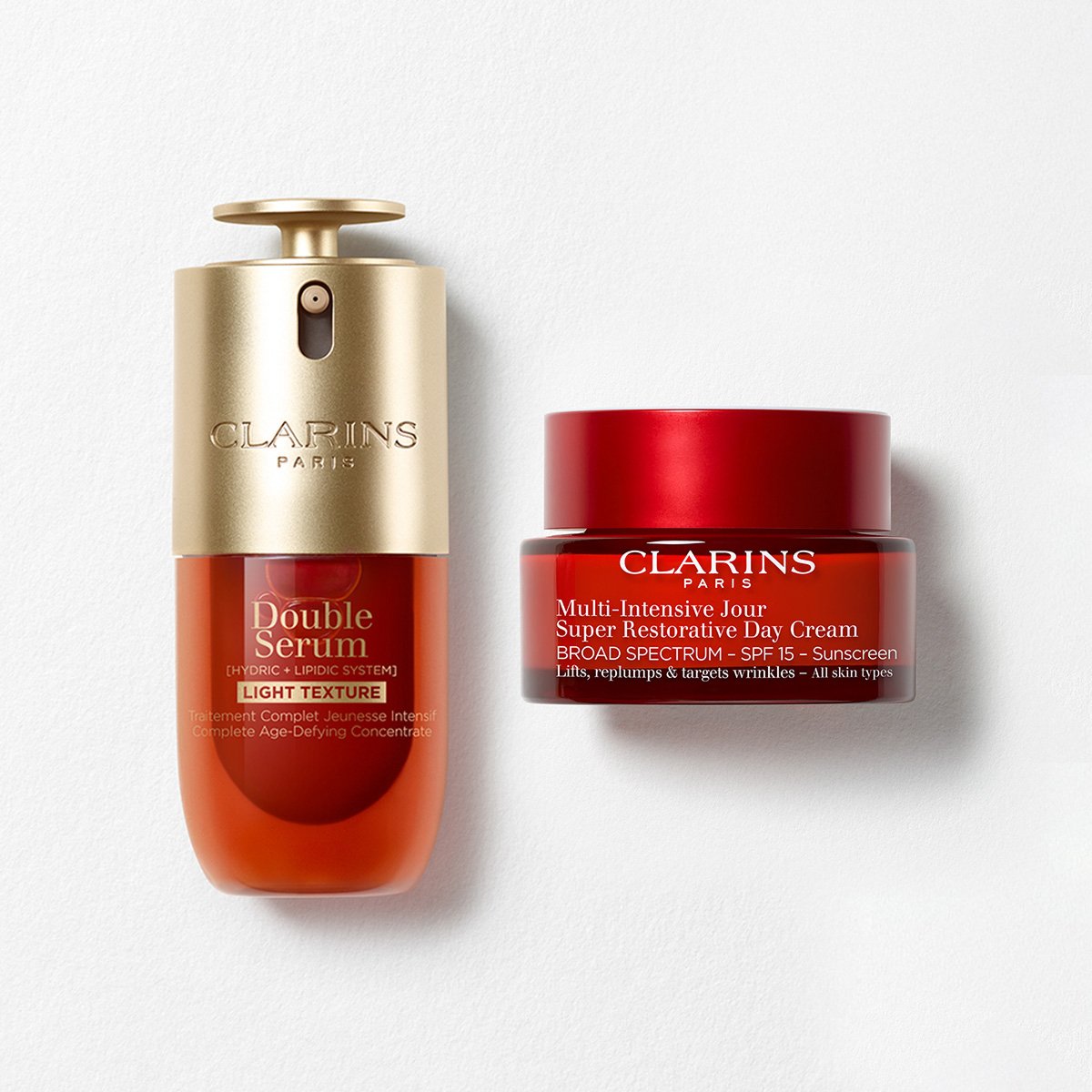 Double Serum Light & Super Restorative Day Cream with SPF 15 | 1 Oz Double Serum Light & Super Restorative Day Cream with SPF 15 | Anti-Aging Serum & Moisturizer Duo