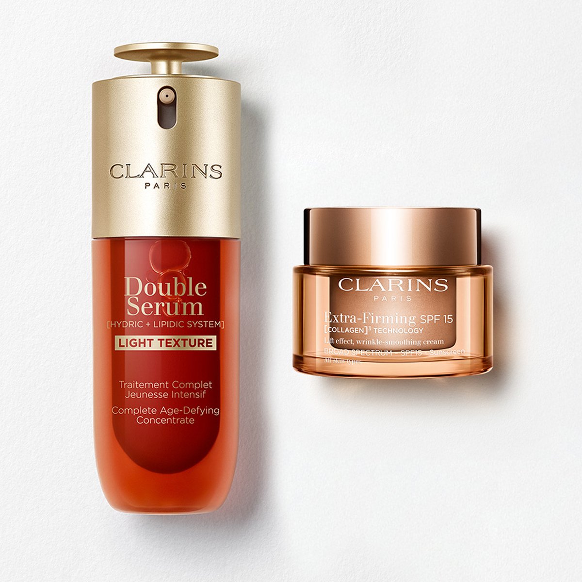 Double Serum Light & Extra-Firming Set with SPF | 1.7 Oz Double Serum Light & Extra-Firming Day Cream SPF 15 | Anti-Aging Serum & Moisturizer Duo